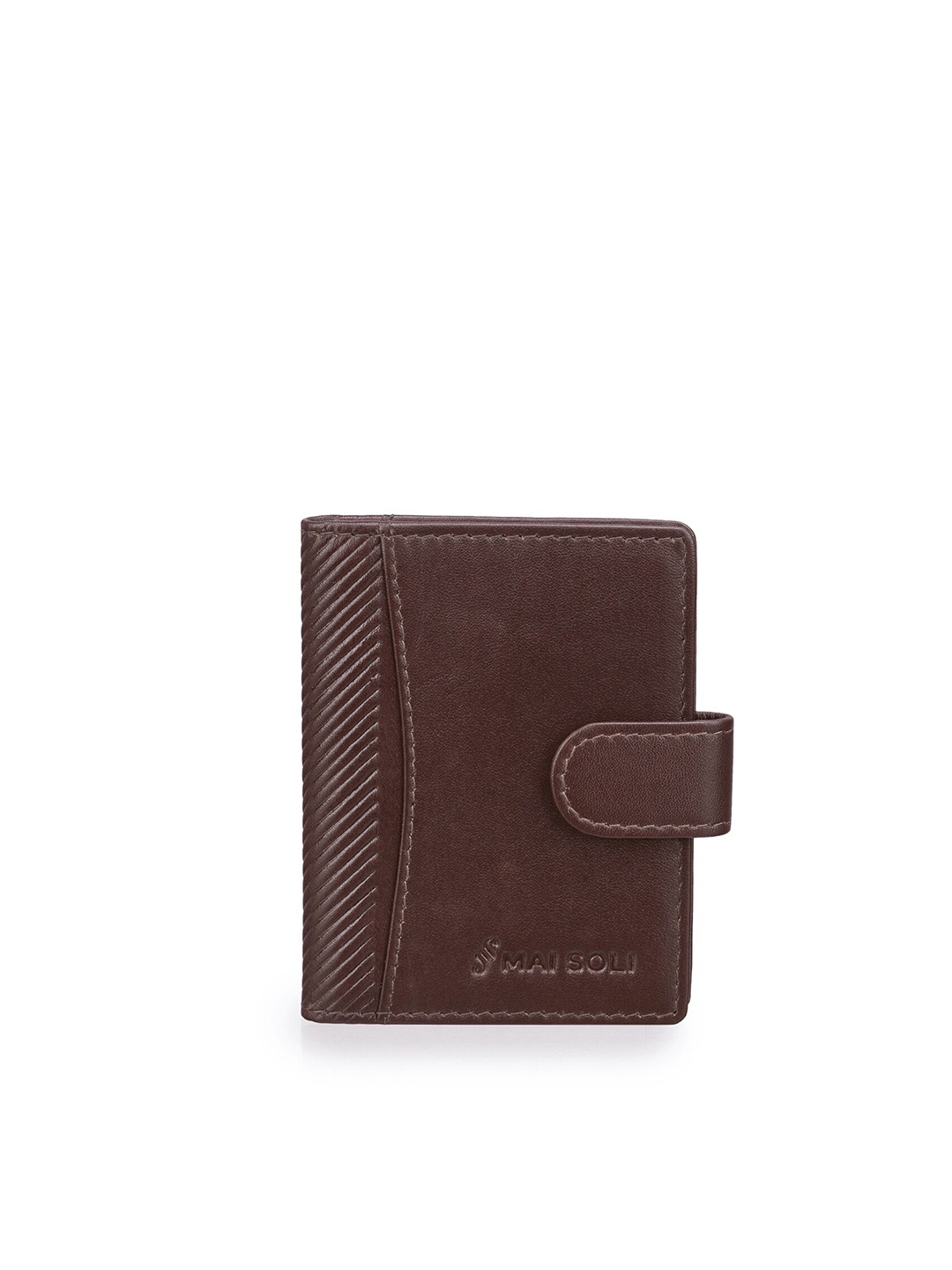 

MAI SOLI Men Textured Leather Card Holder, Brown