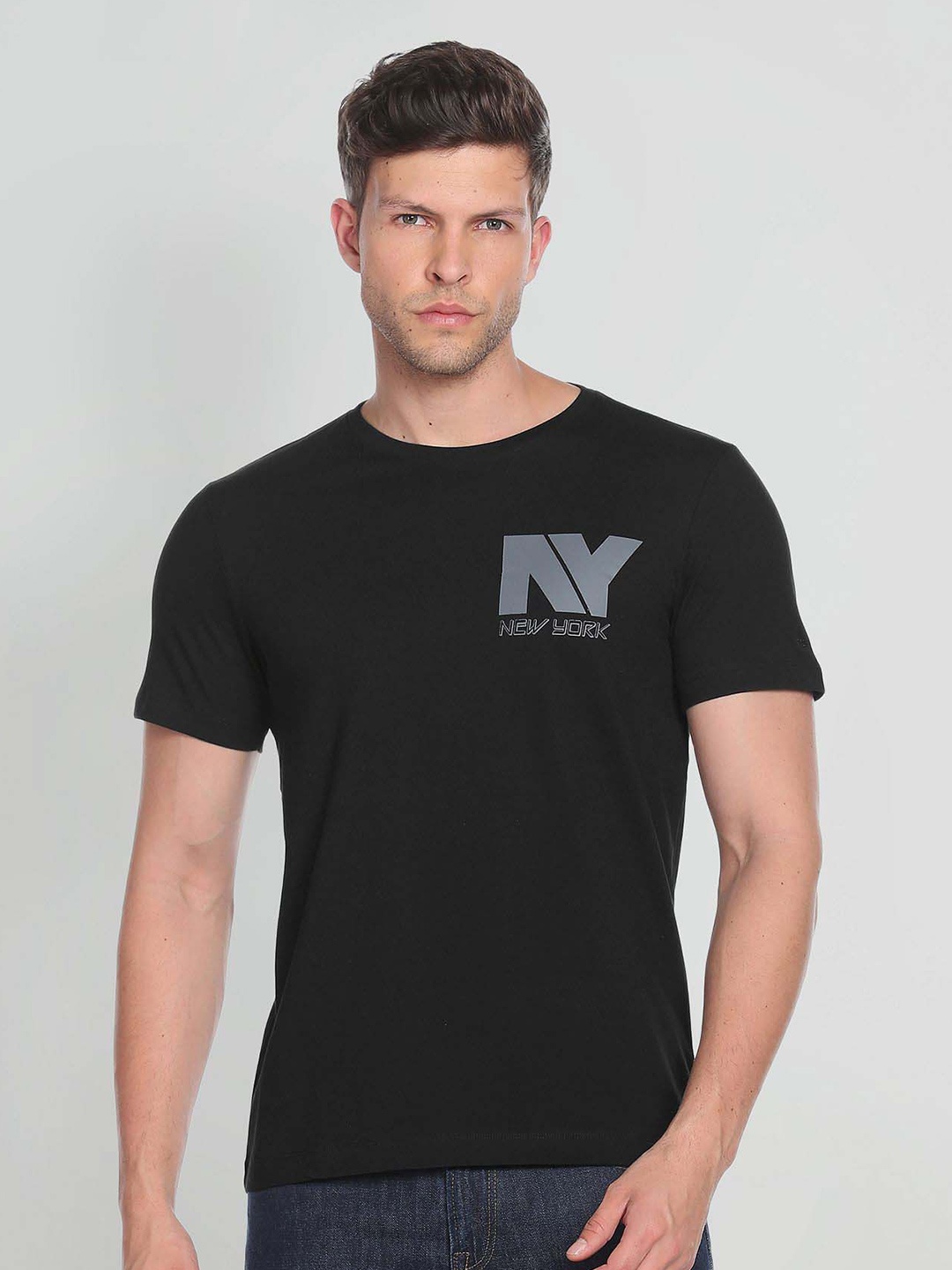 

Arrow Sport Brand Print Cotton T-shirt, Black