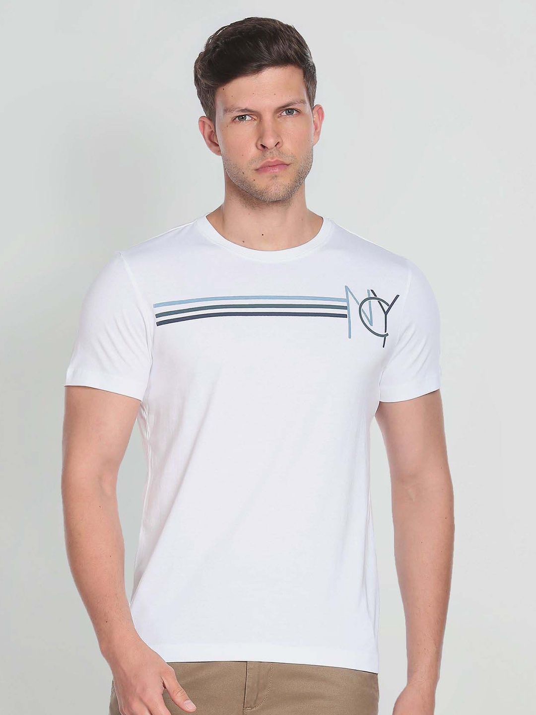 

Arrow Sport Striped Pure Cotton T-shirt, White