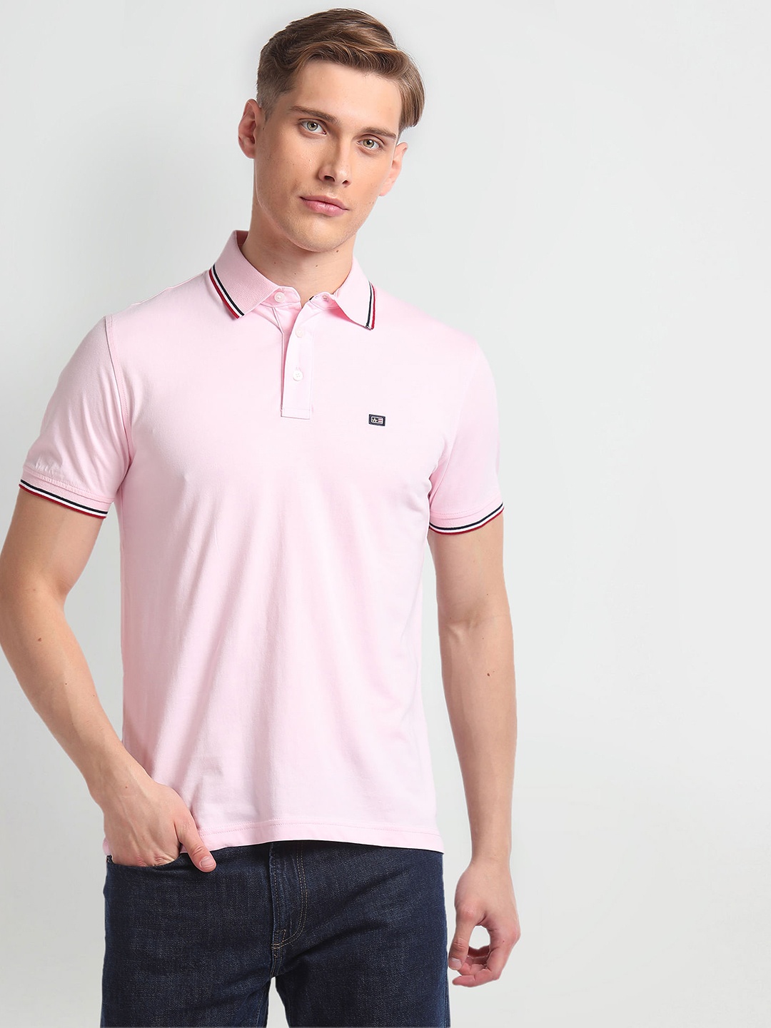 

Arrow Sport Polo Collar Cotton T-shirt, Pink