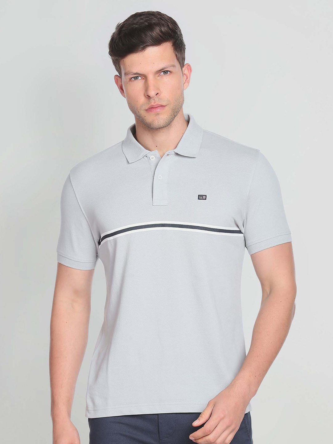 

Arrow Sport Engineered Striped Cotton Polo Shirt, Grey