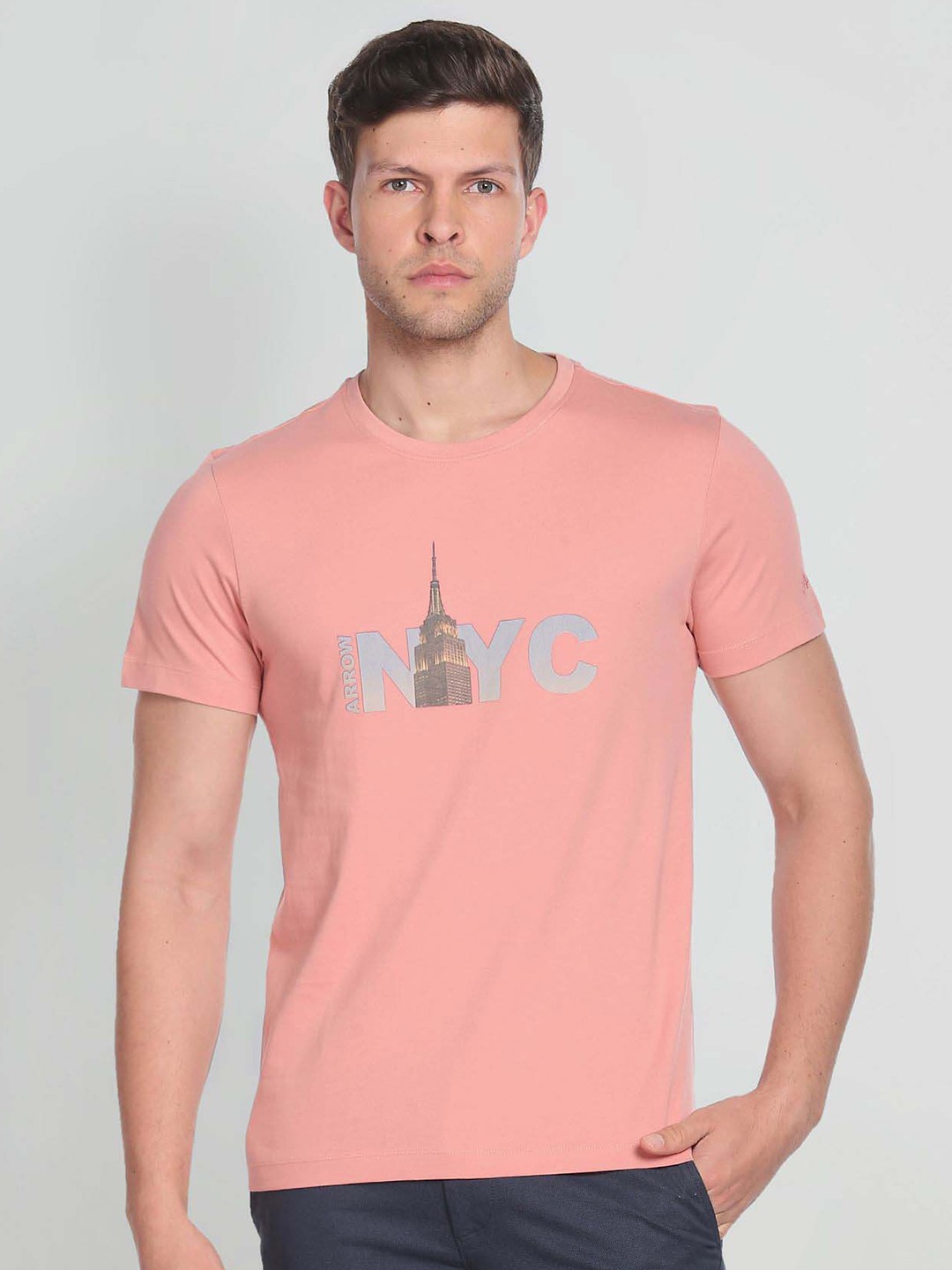 

Arrow Sport Graphic Print Pure Cotton T-shirt, Pink