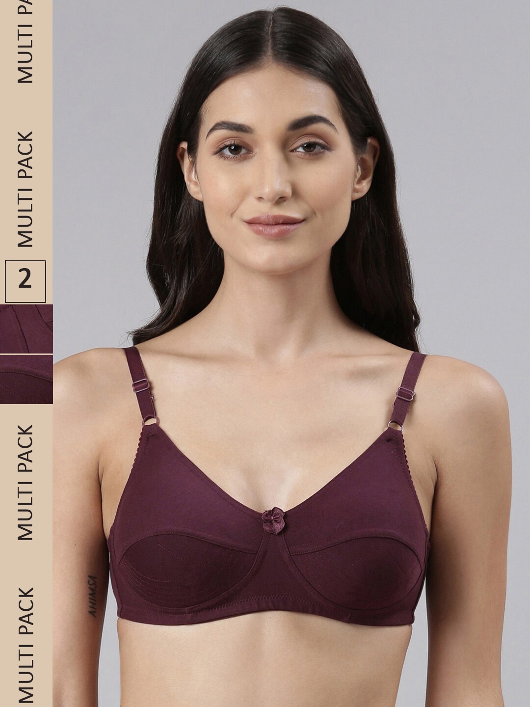 

Dollar Missy Pack of 2 Cotton Wire-Free Uplift Support Bra, Purple