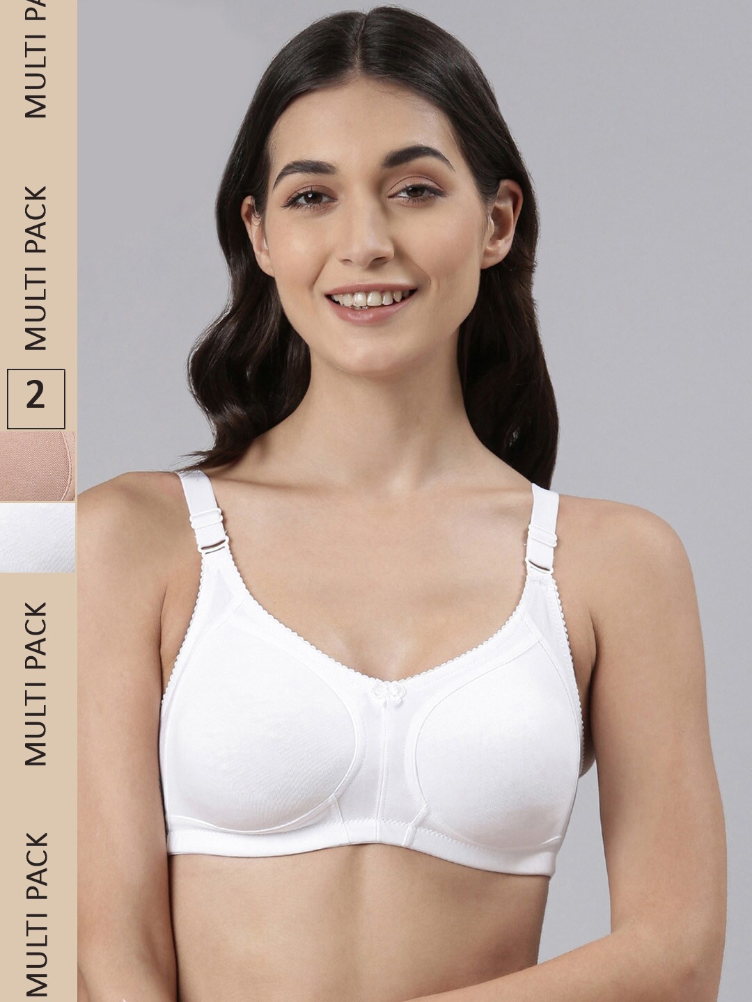 

Dollar Missy Pack Of 2 Wire Free Non-Padded Anti-Microbial Anti-Odour Seamless Bra, White