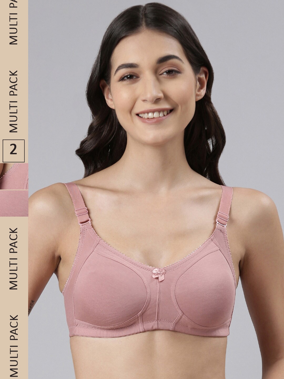 

Dollar Missy Pack of 2 Wire-Free Panelled Support Bra DES-1251-R3-ORS-PO2, Peach