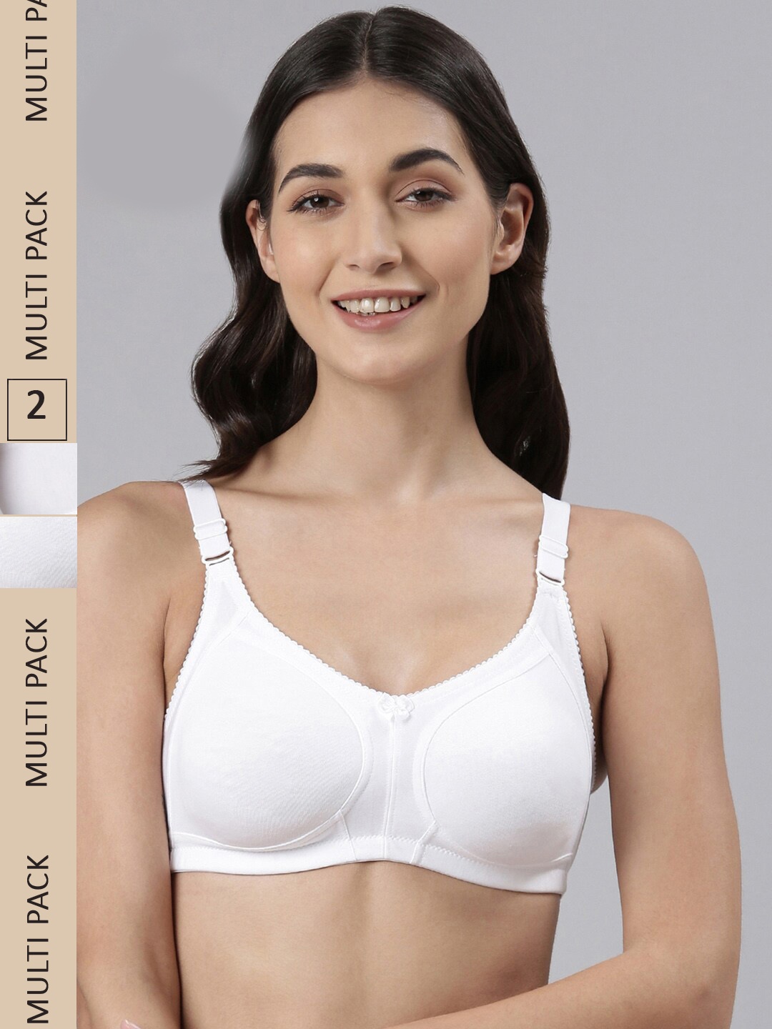 

Dollar Missy Pack of 2 Wire-Free Panelled Support Bra, White