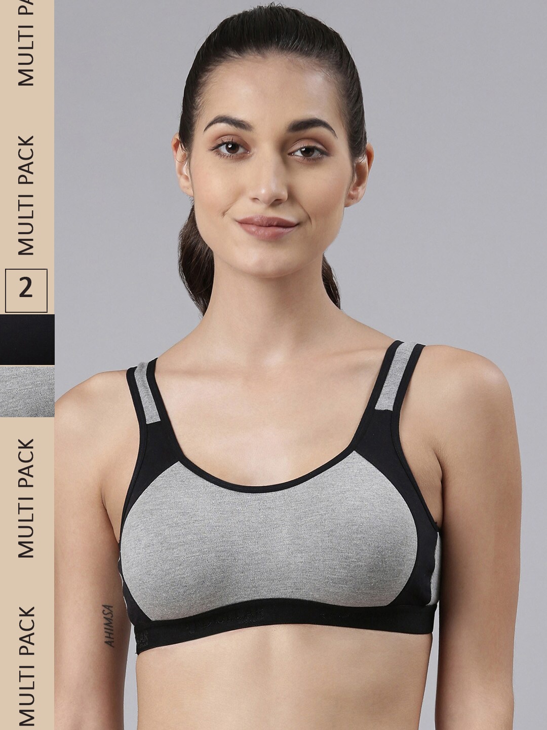 

Dollar Missy Pack Of 2 Cotton Non Padded Bra, Grey