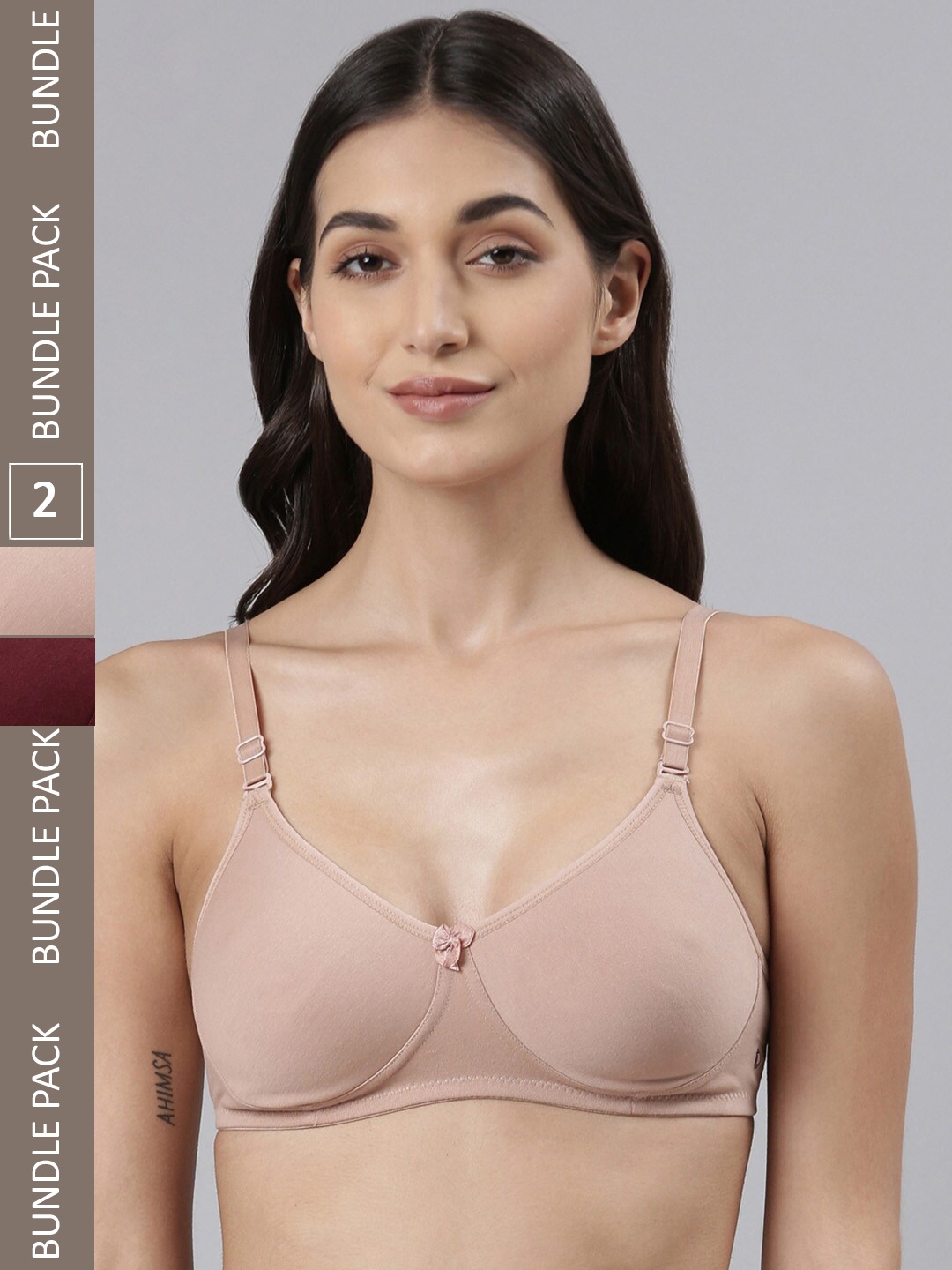 

Dollar Missy Pack of 2 Cotton Wire-Free Soft Lightly Padded Anti-Microbial Anti-Odour Bra, Beige