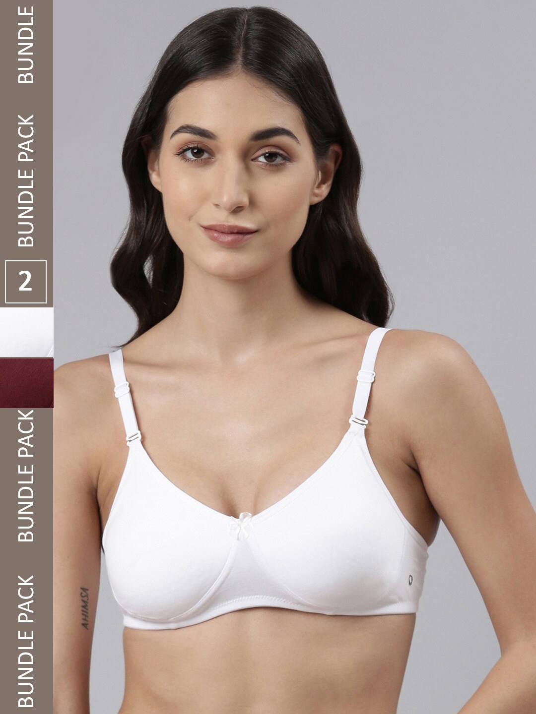 

Dollar Missy Pack of 2 Cotton Wire-Free Soft Padded Bra, White