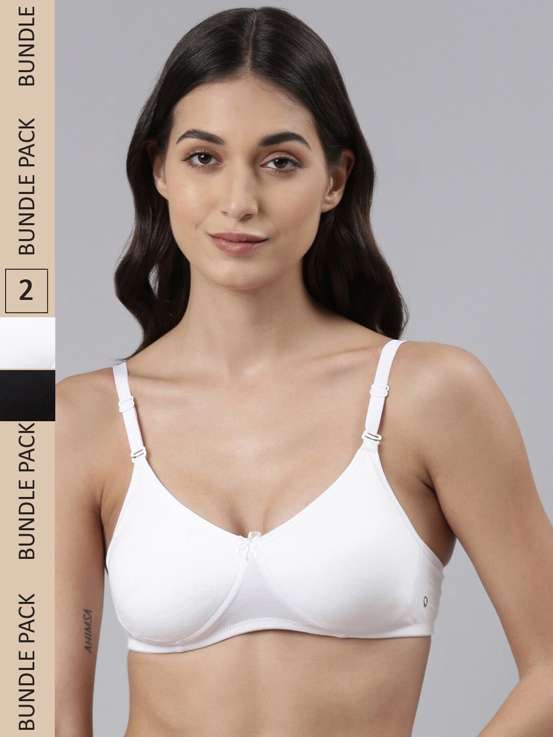 

Dollar Missy Pack of 2 Cotton Wire-Free Soft Padded Bra, Black