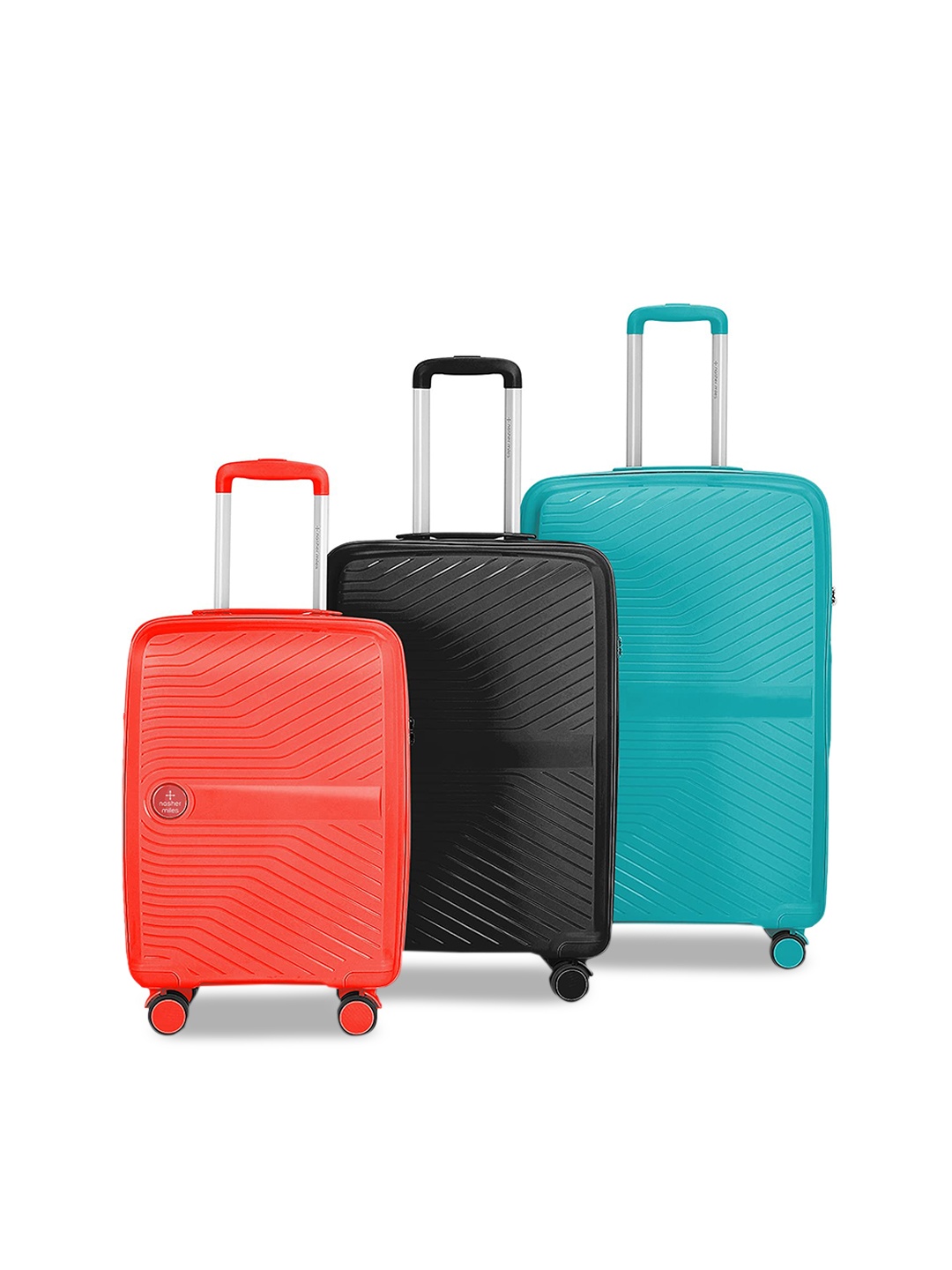 

Nasher Miles Set Of 3 Textured Hard Sided Trolley Suitcase, Red