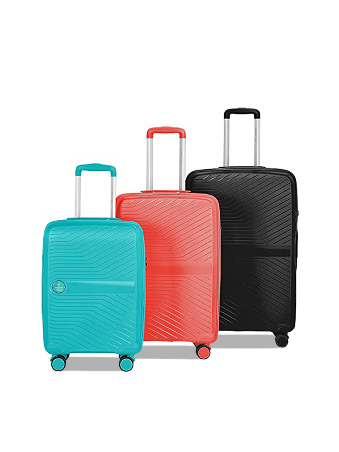 

Nasher Miles Set Of 3 Textured Hard-Sided Trolley Suitcase, Teal