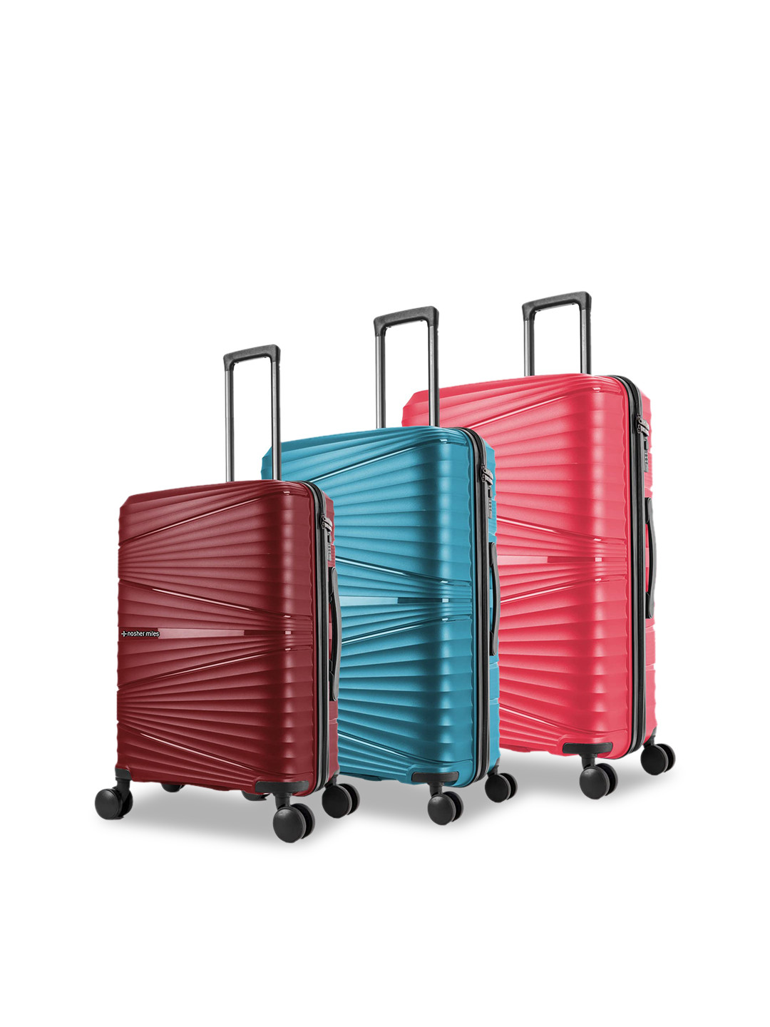 

Nasher Miles Set Of 3 Textured Hard Sided Trolley Suitcase, Maroon