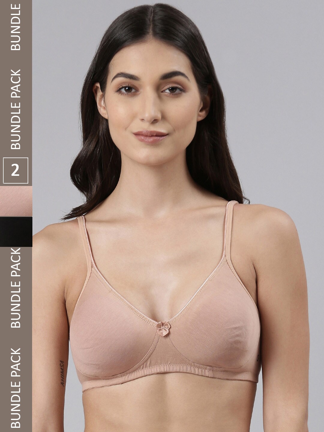 

Dollar Missy Pack of 2 Non Padded Wire-Free Basic Support T-shirt Bra, Black