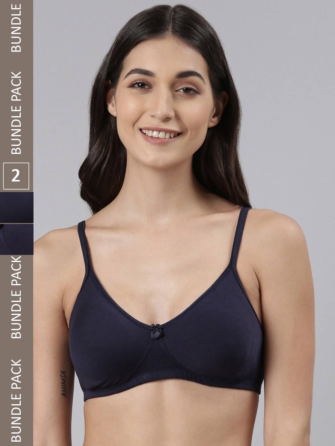 

Dollar Missy Pack of 2 Wire-Free Support Bras DTS-2151-R3-NVY-PO2, Navy blue