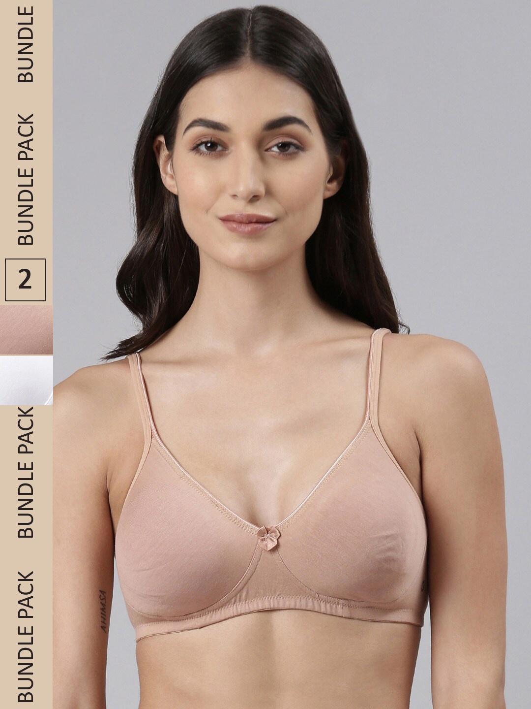 

Dollar Missy Pack of 2 Wire-Free Support Bras DTS-2151-R3-WHT-SKN-PO2, White