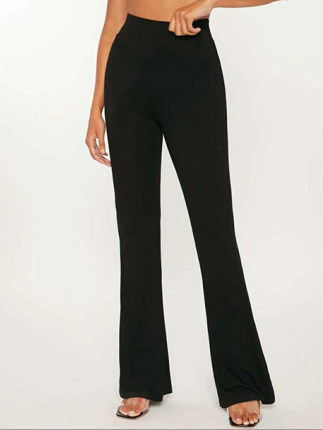 

Next One Women Flared High-Rise Easy Wash Bootcut Trousers, Black