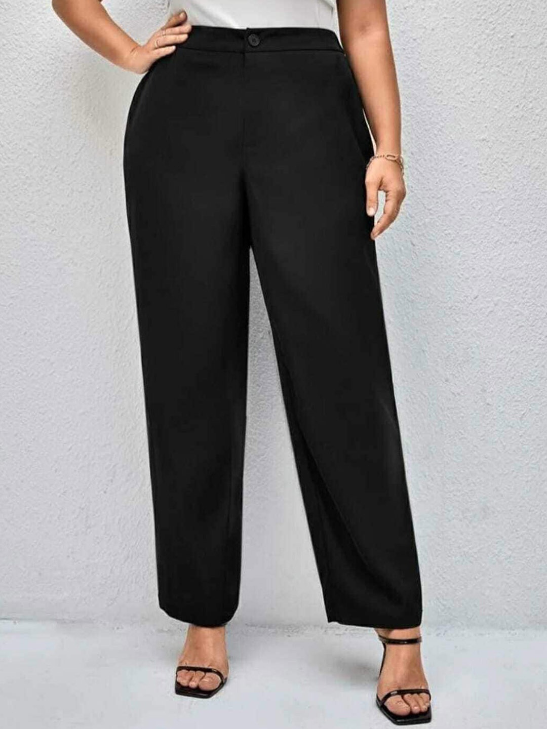 

Next One Women Relaxed Loose Fit High-Rise Parallel Trousers, Black