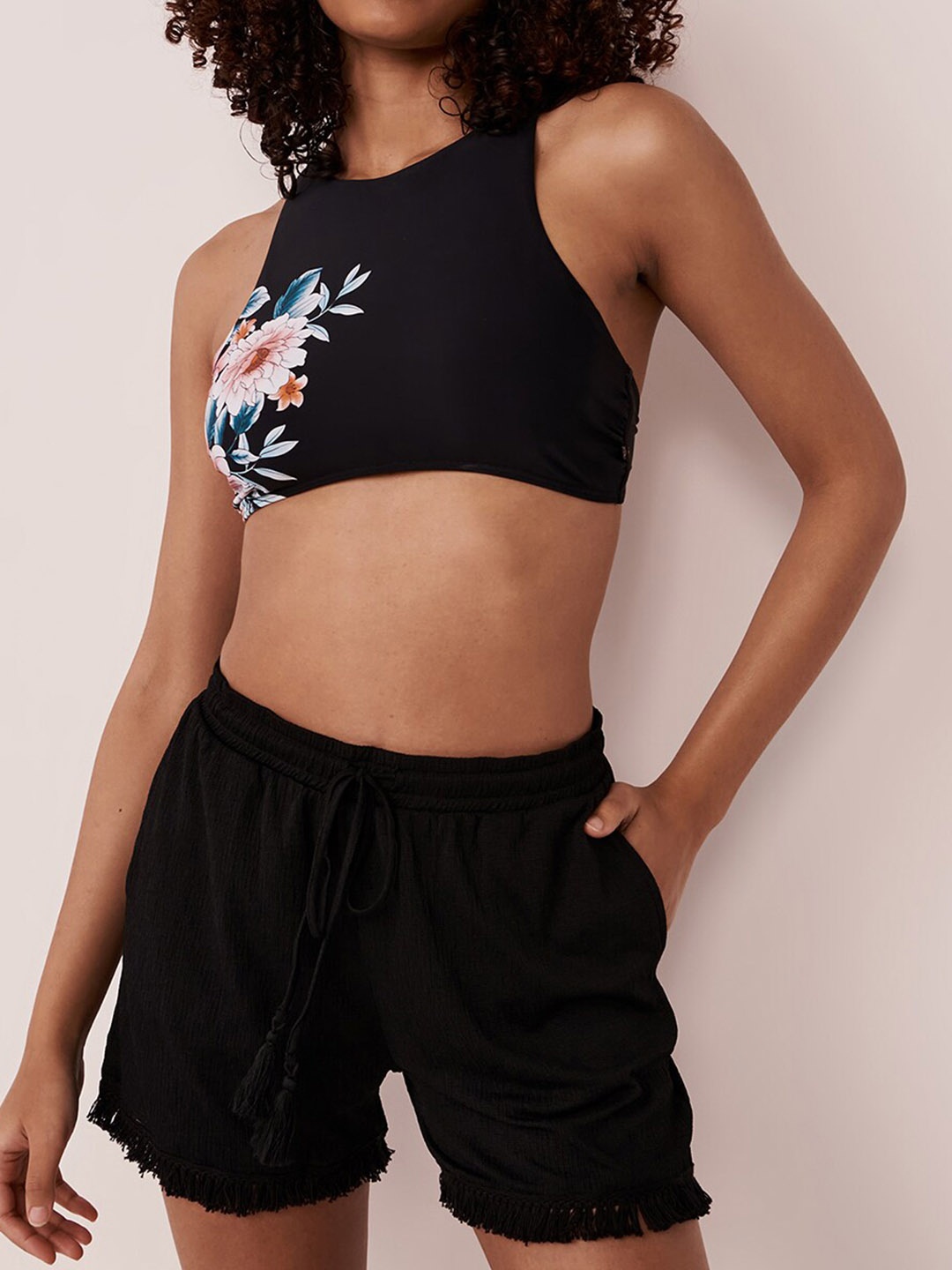 

La Vie en Rose Women High-Rise Swim Bottoms, Black