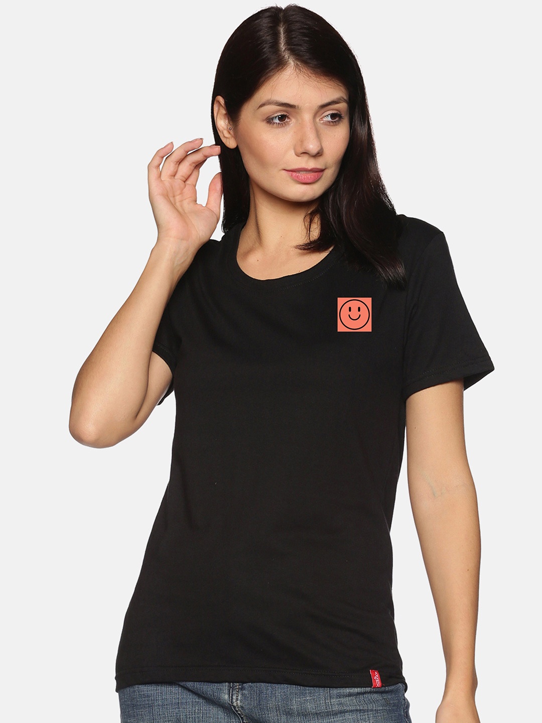 

NOT YET by us Round Neck Cotton T-shirt, Black