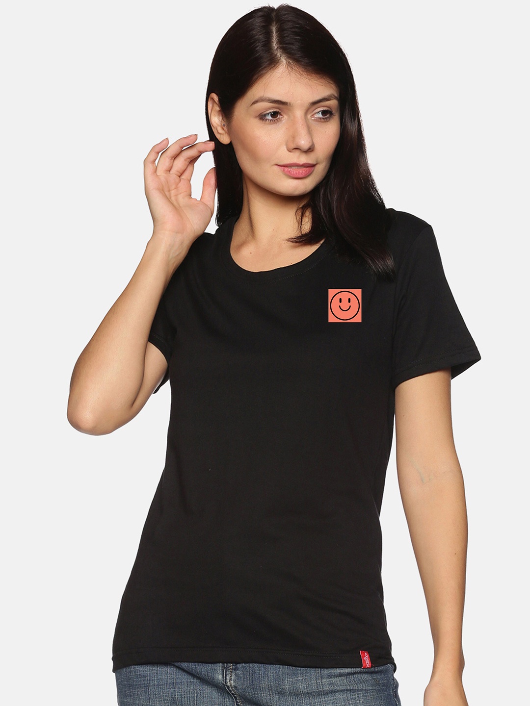 

NOT YET by us Round Neck Cotton T-shirt, Black