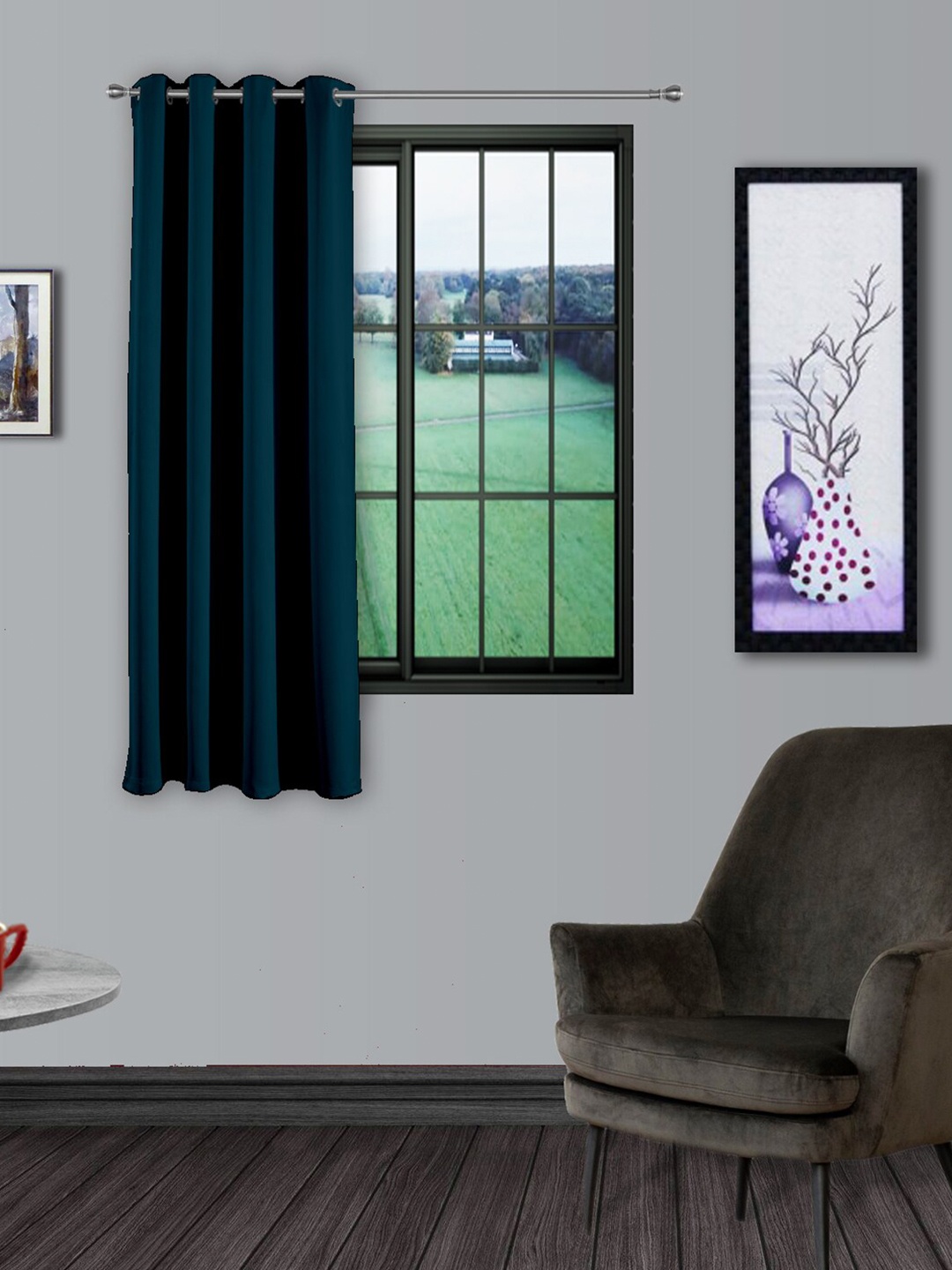 

Divine Casa Blue Black Out Window Curtain