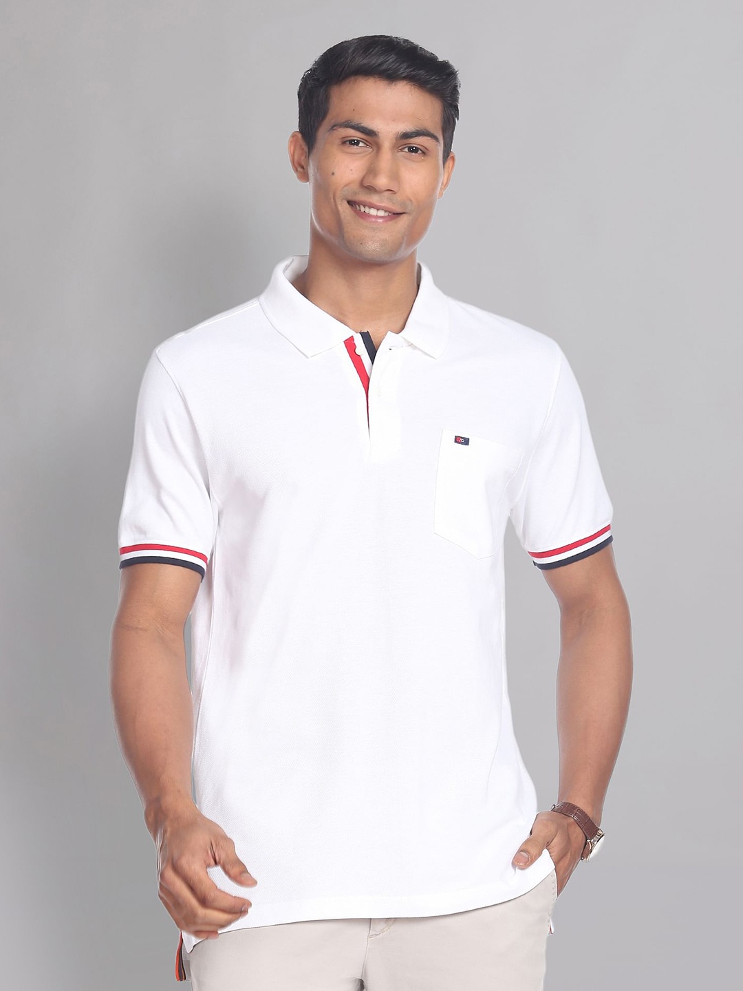 

AD By Arvind Men Polo Collar Pure Cotton Slim Fit T-shirt, White