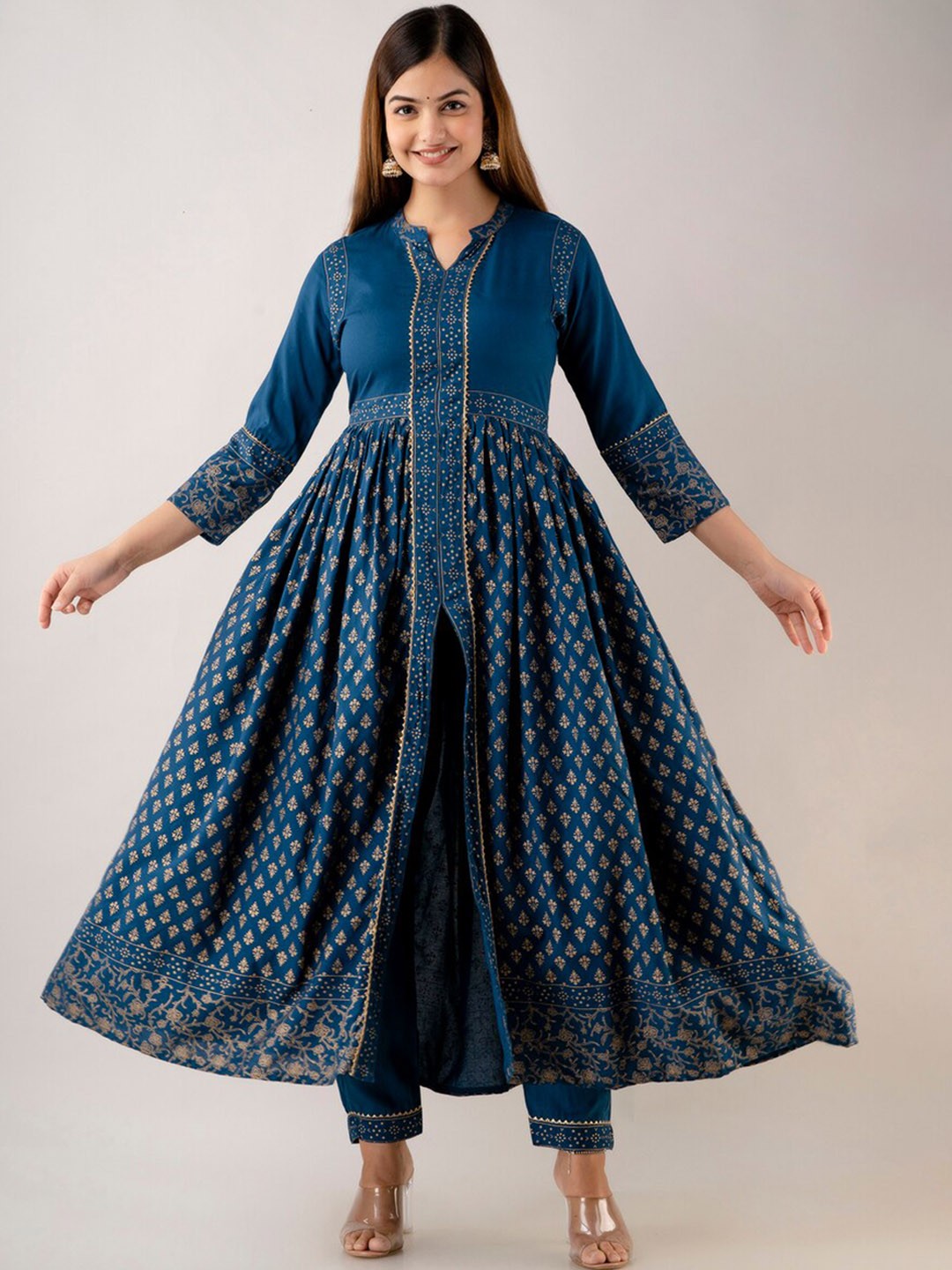 

Kurtipedia Printed Kurta with Trousers, Teal