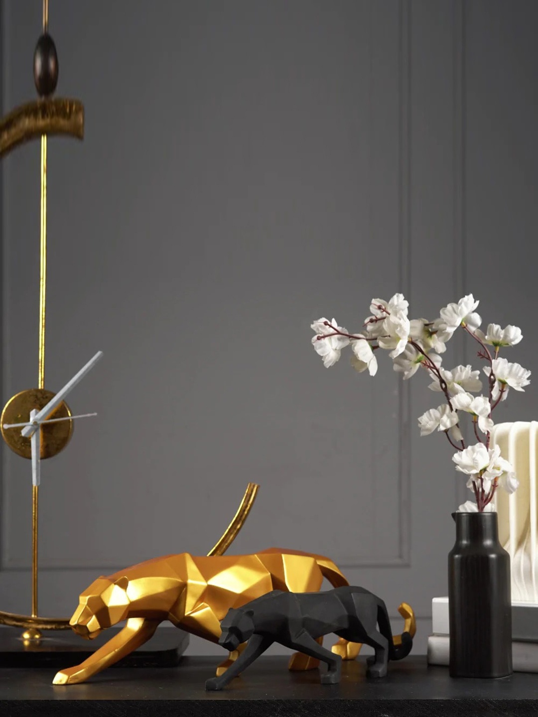 

THE ARTMENT Gold-Toned Geometric Panther Statue Showpieces