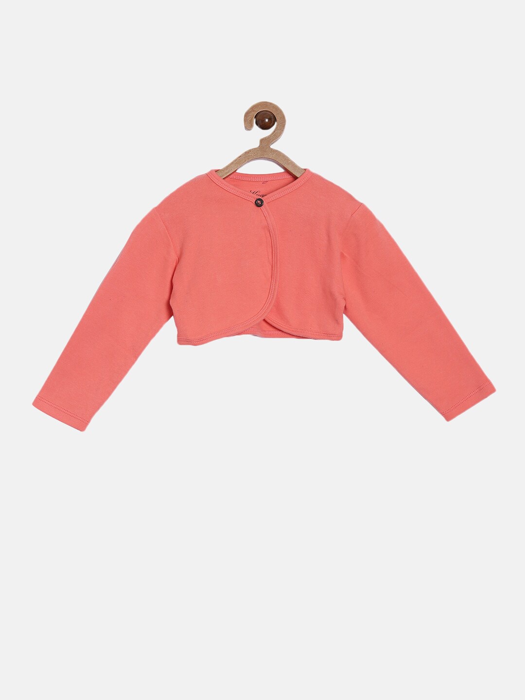 

Kryptic Girls Cotton Crop Button Shrug, Coral