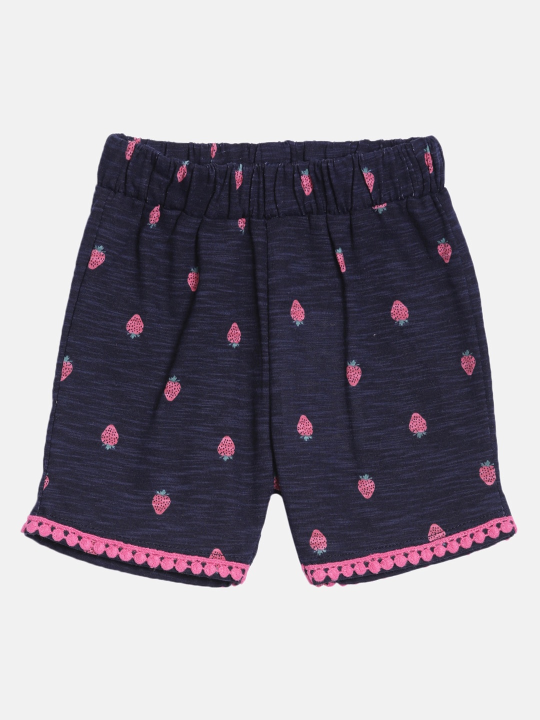 

Kryptic Girls Printed Cotton Regular Fit Shorts, Navy blue