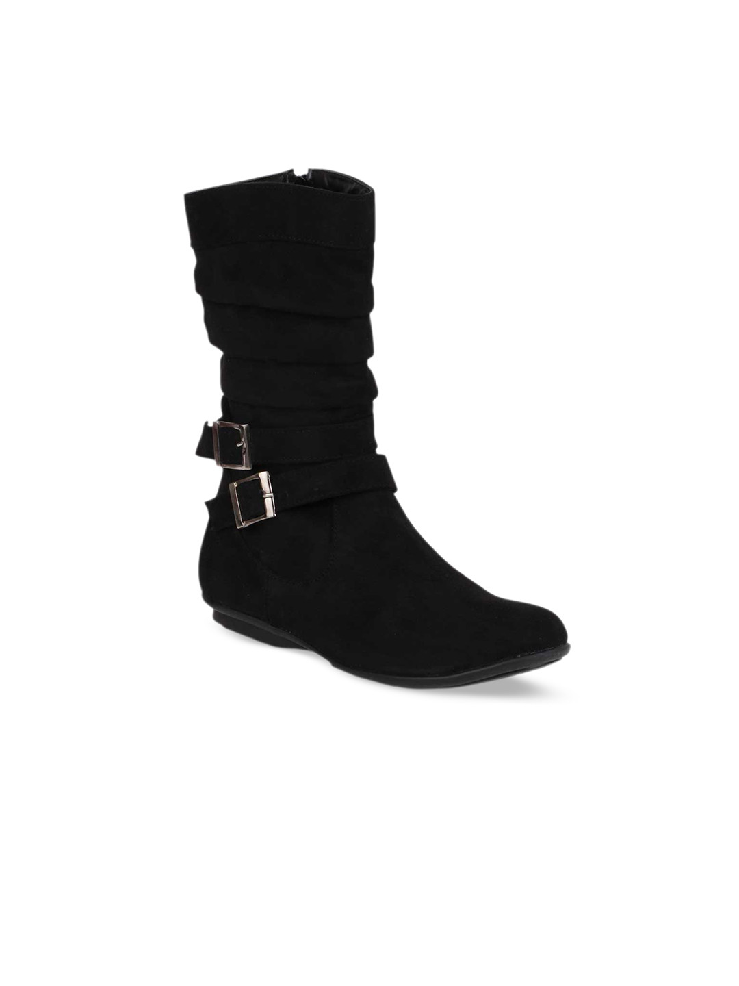 

Rocia Women Round-Toe Mid-Top Monk Strap Boots, Black
