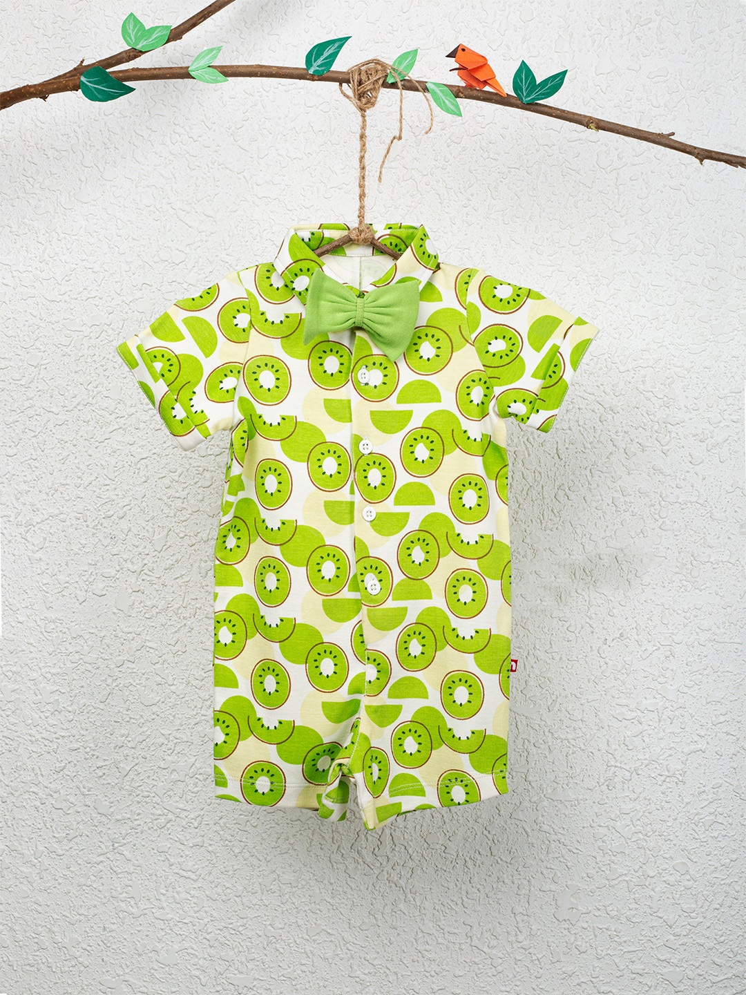 

Nino Bambino Infant Boys Printed Organic Cotton Rompers, Green