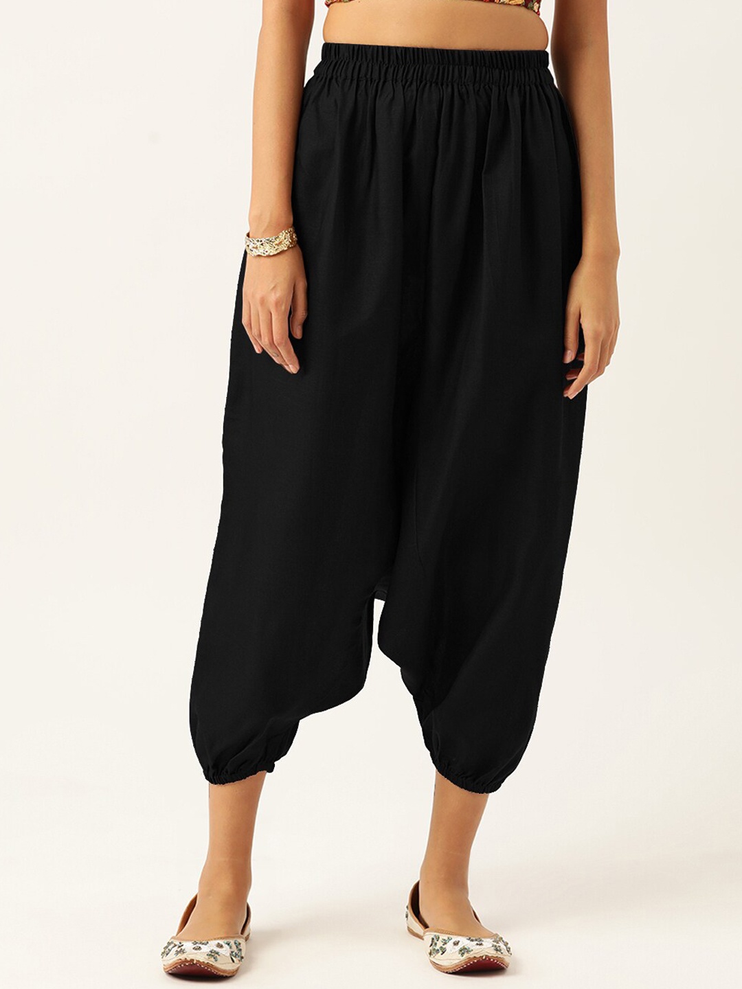 

Molcha Women Mid Rise Loose Fit Harem Pants, Black