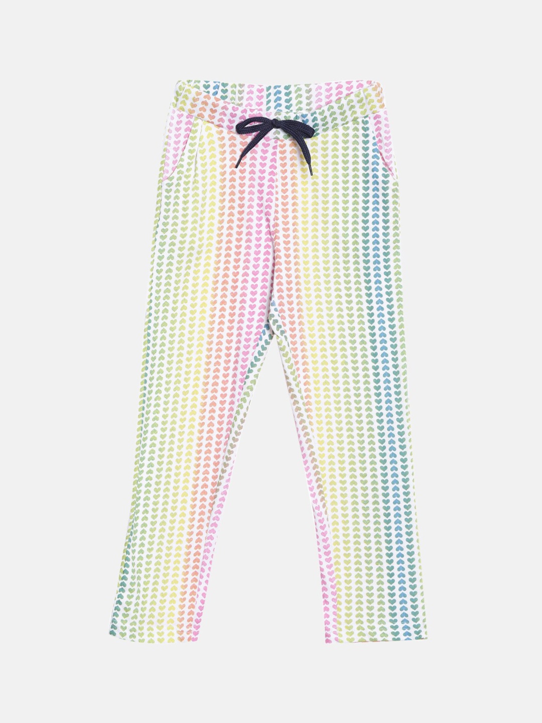 

Kryptic Girls Striped Pure Cotton Mid-Rise Slip-On Lounge Pants, White