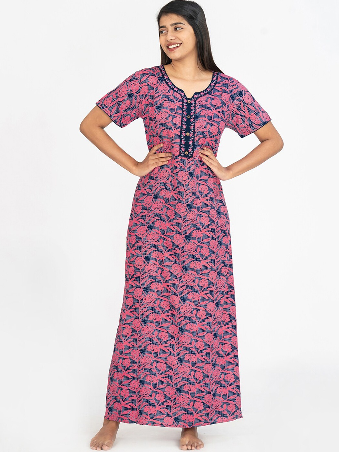 

Maybell Floral Printed Maxi Nightdress, Pink
