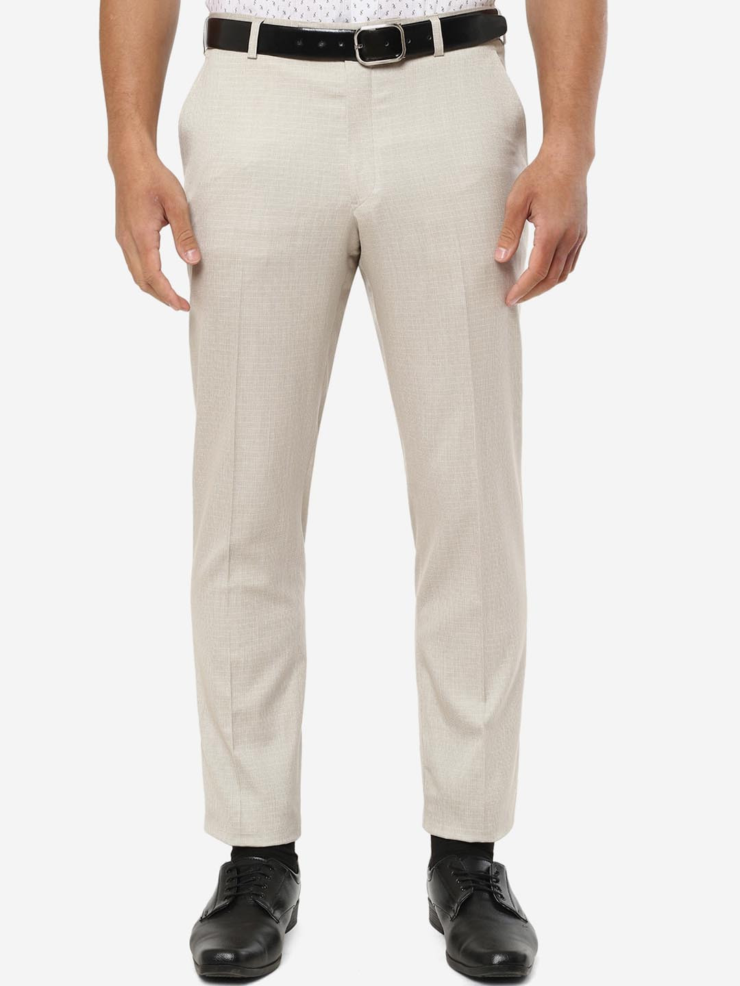 

JADE BLUE Men Classic Fit Slim-Fit Formal Trousers, Khaki