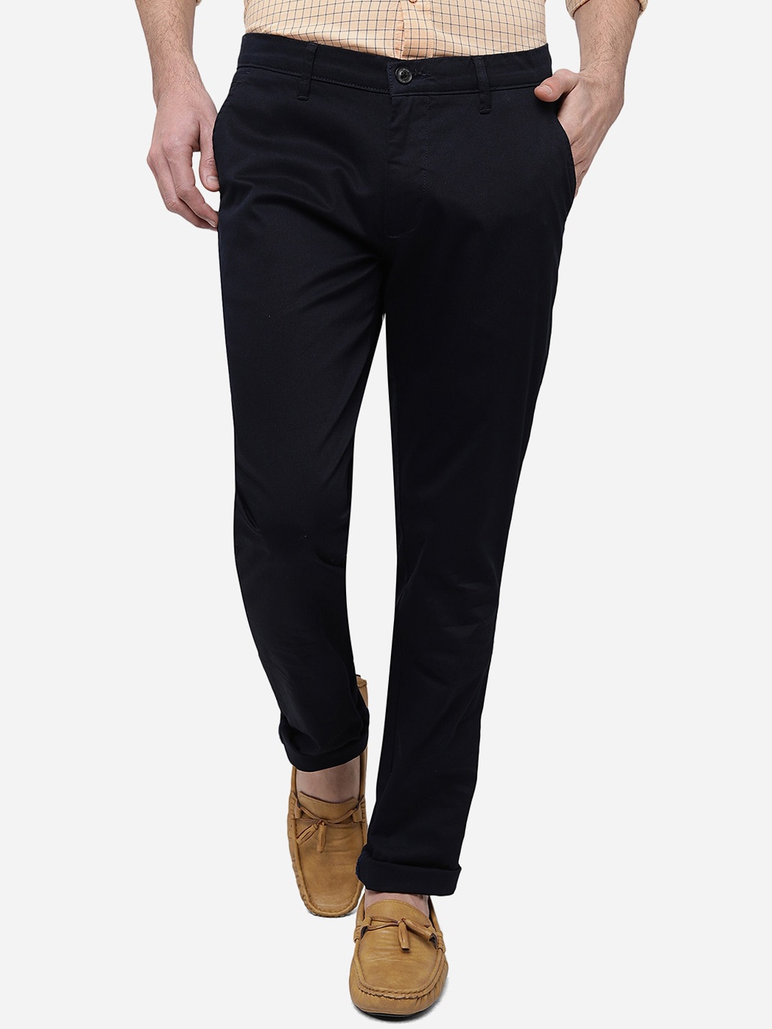 

JADE BLUE Men Slim Fit Mid-Rise Pure Cotton Chinos