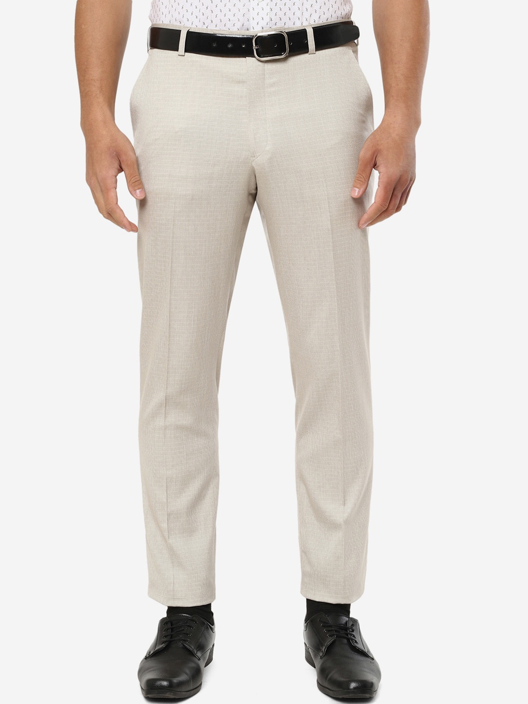 

JADE BLUE Men Regular Fit Formal Trousers, Khaki