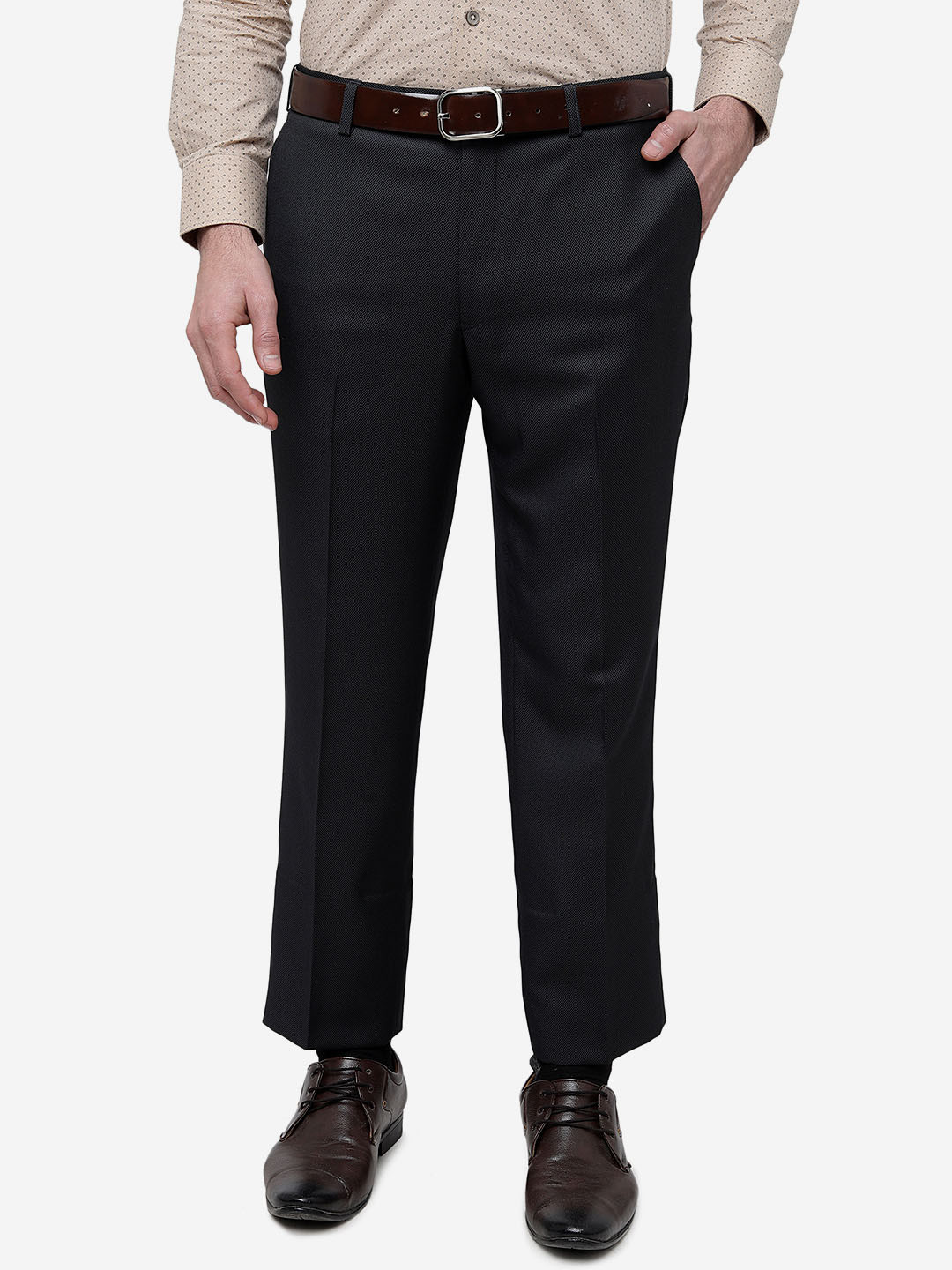 

JADE BLUE Men Rayon Formal Trousers, Black