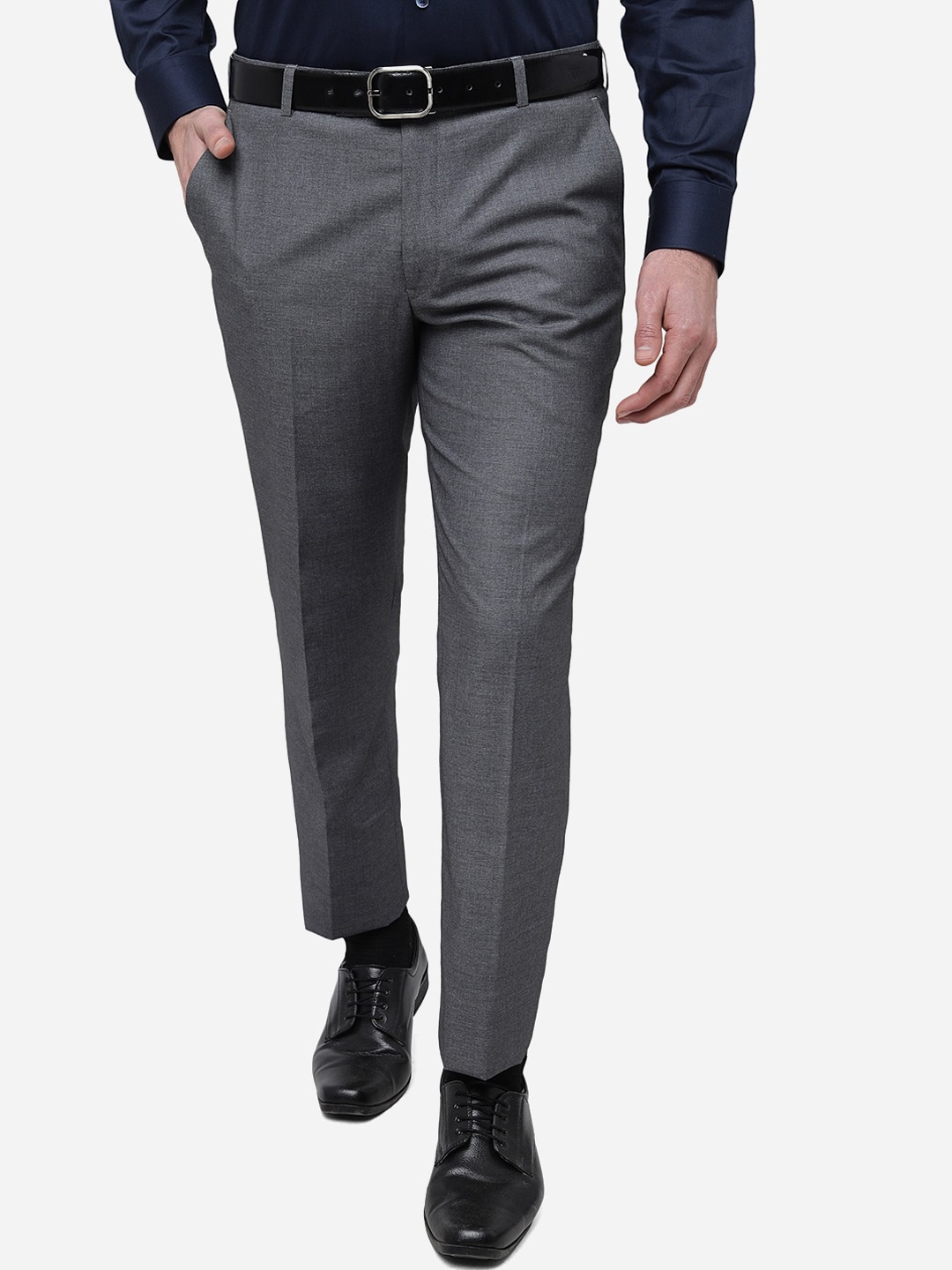

JADE BLUE Men Mid-Rise Formal Trousers, Grey