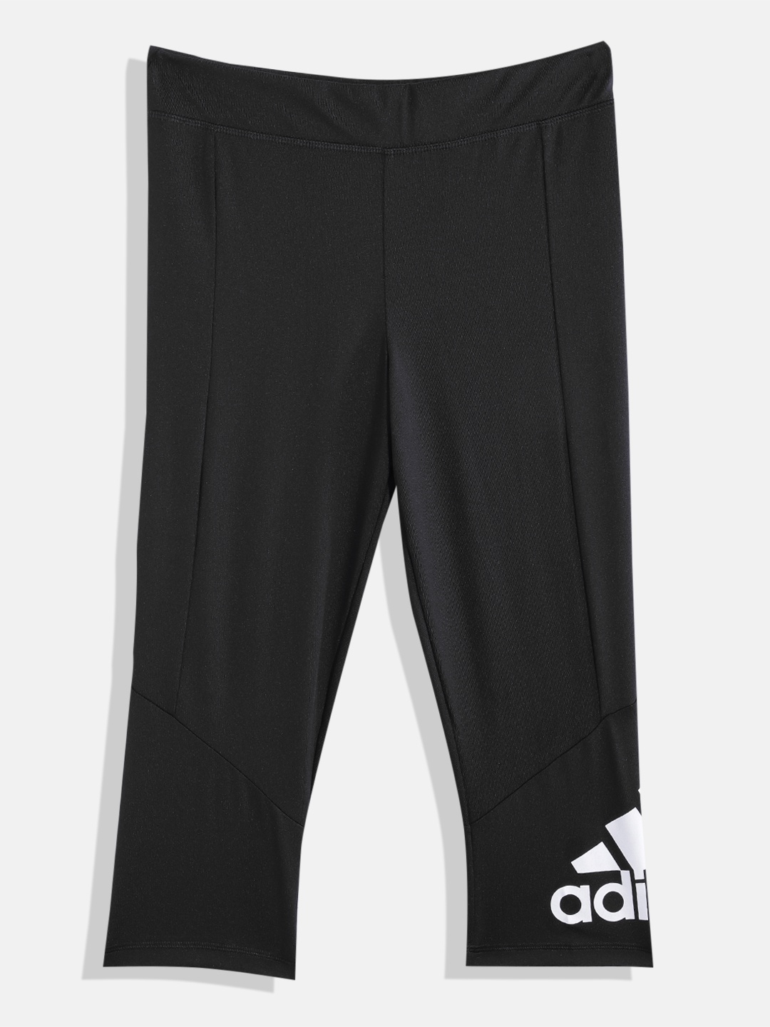 

ADIDAS Girls Brand Logo Print Lin Tig Aeroready Sports Tights, Black