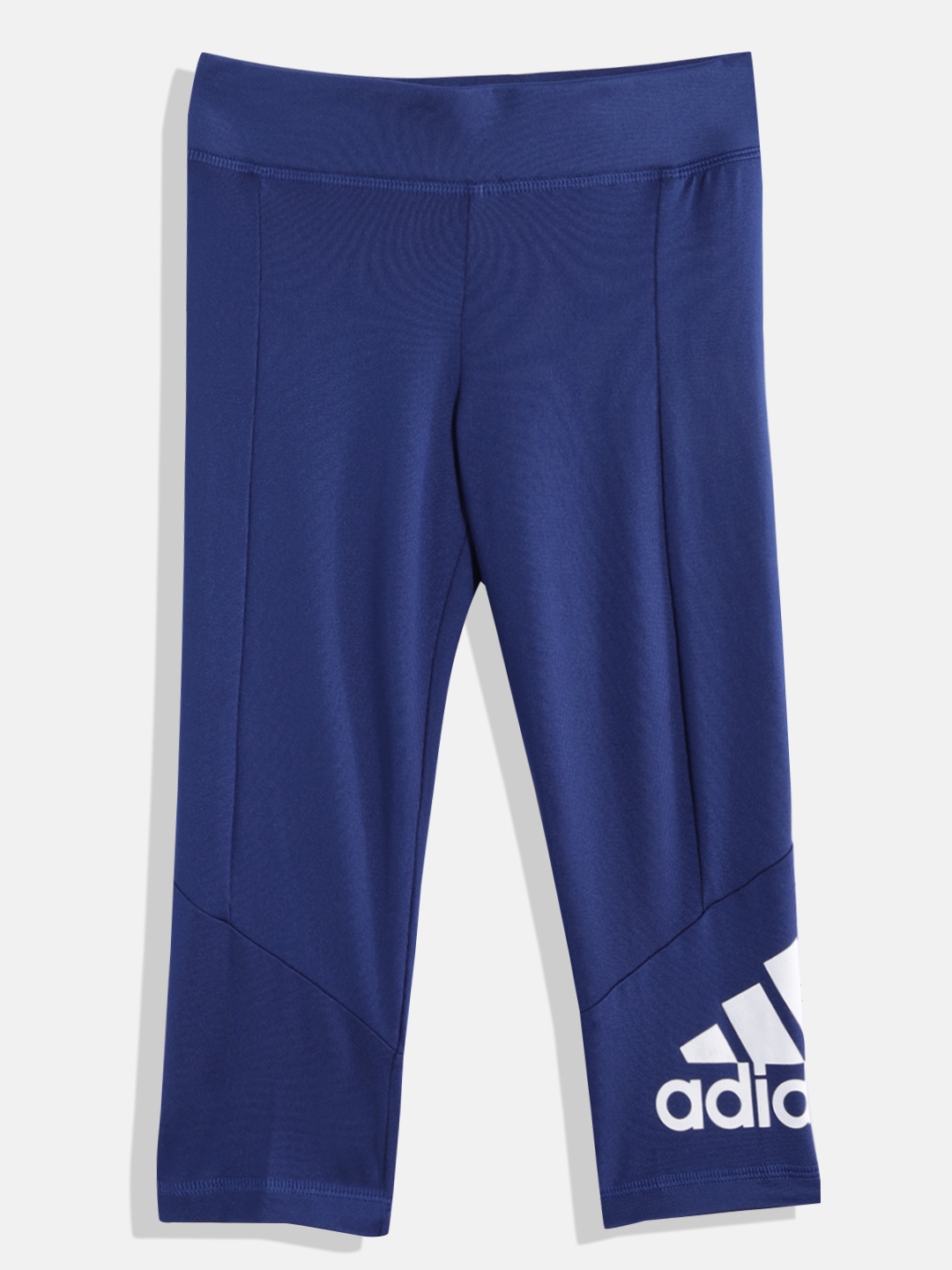 

ADIDAS Girls Brand Logo Print Lin Tig Aeroready Sports Tights, Blue