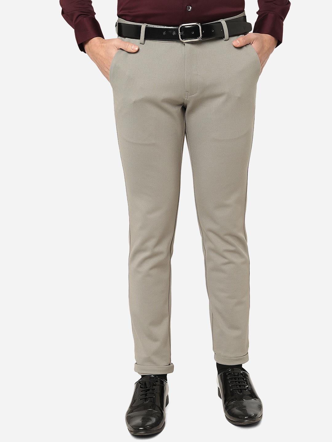 

JB STUDIO Men Mid Rise Slim Fit Formal Trousers, Grey