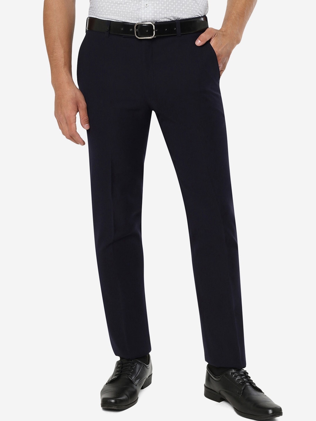 

JB STUDIO Men Slim Fit Formal Trousers, Blue