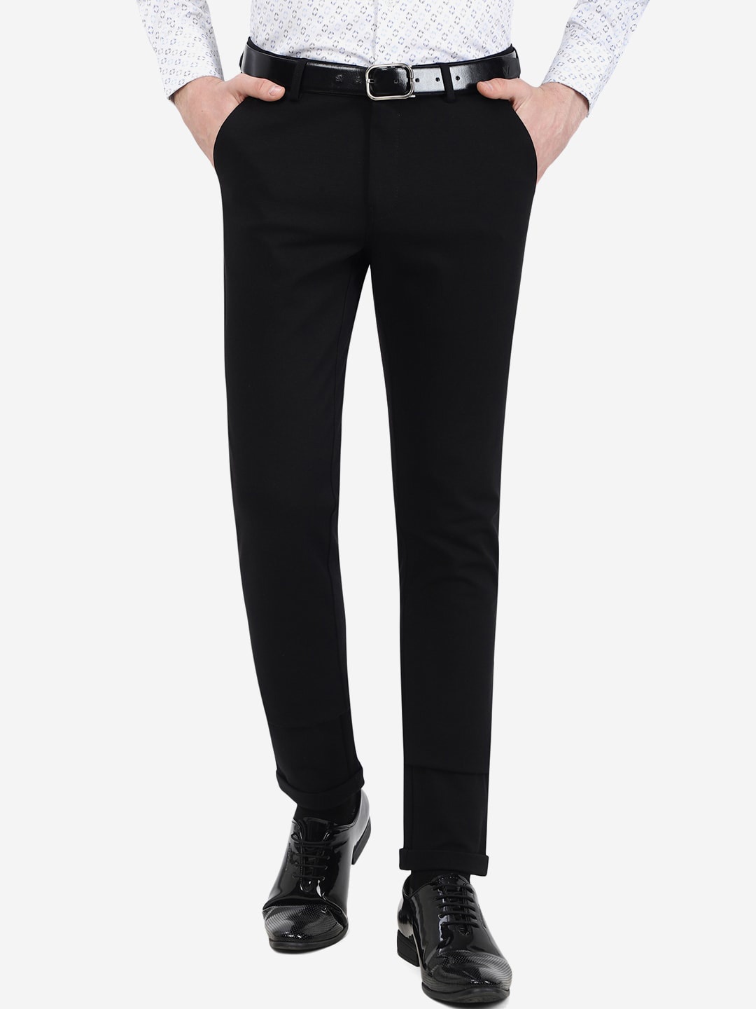 

JB STUDIO Men Cotton Slim Fit Formal Trousers, Black