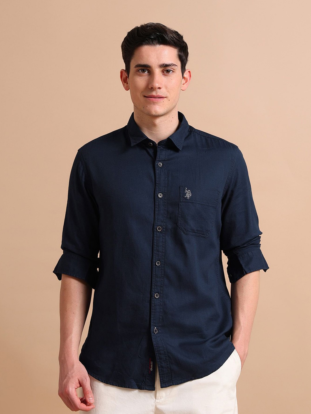 

U.S. Polo Assn. Denim Co. Spread Collar Pure Cotton Casual Shirt, Blue