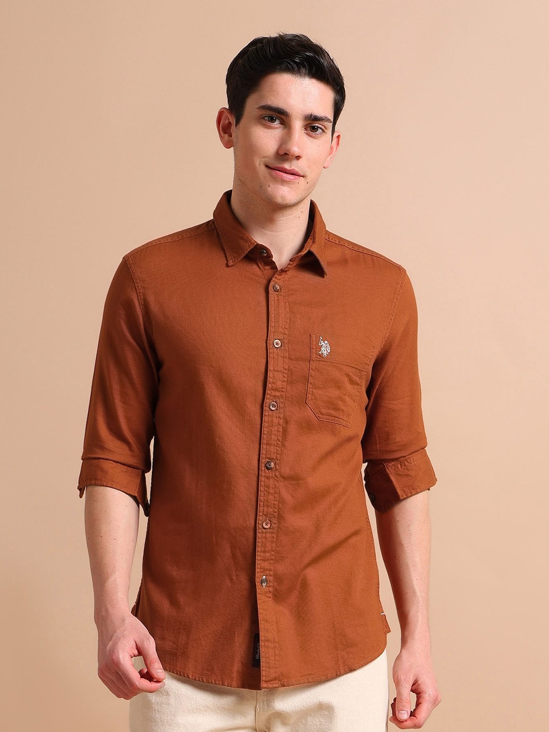 

U.S. Polo Assn. Denim Co. Men Cotton Casual Shirt, Orange