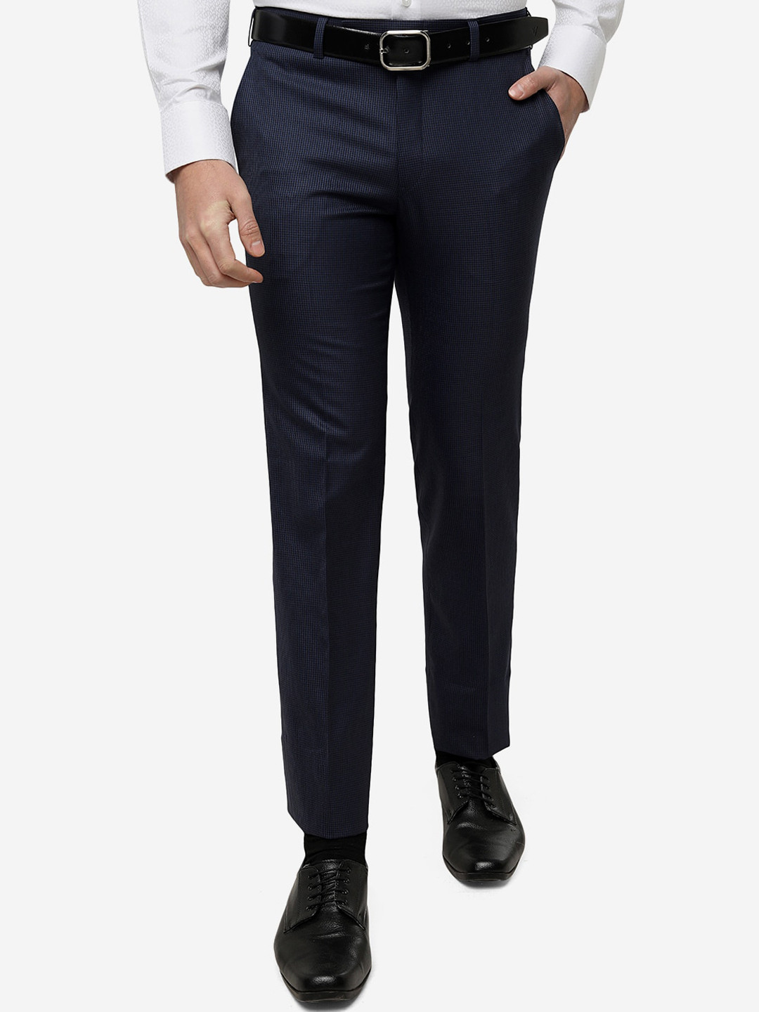 

METAL Men Slim Fit Formal Trouser, Blue