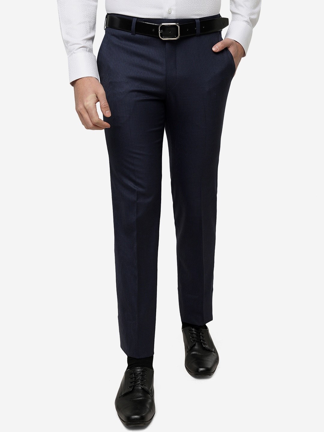 

METAL Men Slim Fit Formal Trouser, Blue